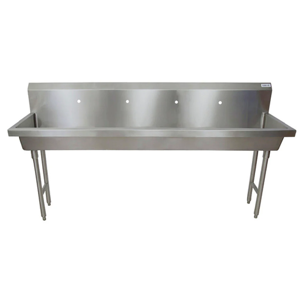 BK Resources MSHS-96F1 96 Inch Four Station Handwash Sink Stainless Steel with Basket Drain BK Resources MSHS-96F1 96 Inch Four Station Handwash Sink Stainless Steel with Basket Drain