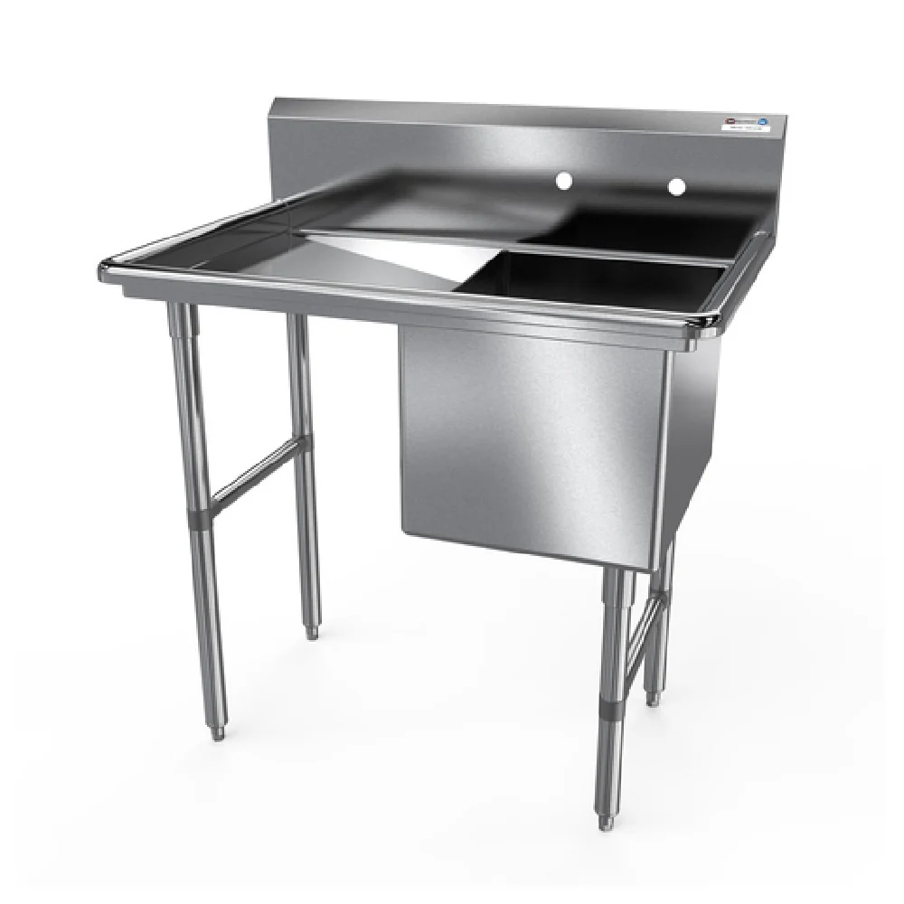 NBR Equipment 1SS-162014L18 38 Inch Premium Sink One-compartment Stainless Steel with Left Drainboard NBR Equipment 1SS-162014L18 38 Inch Premium Sink One-compartment Stainless Steel with Left Drainboard