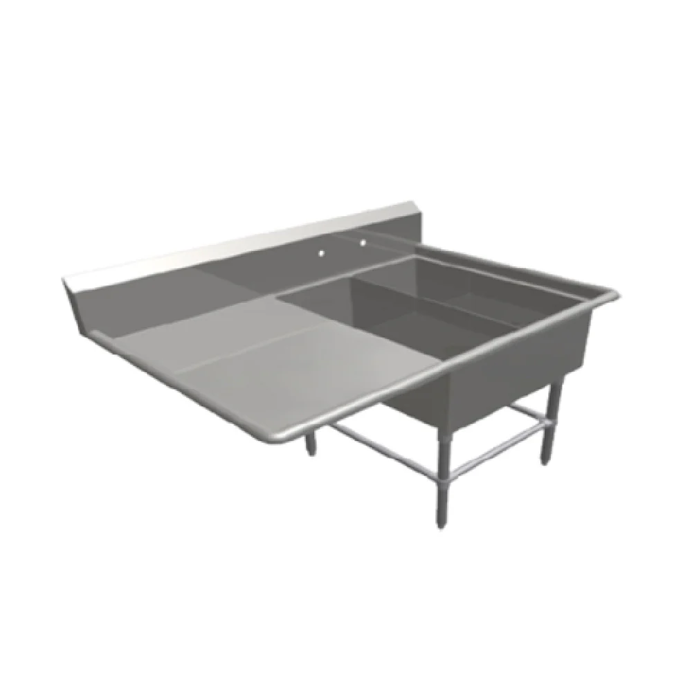John Boos 2PB1431-1D24L 56 Inch Two Compartment Sink with Drainboard