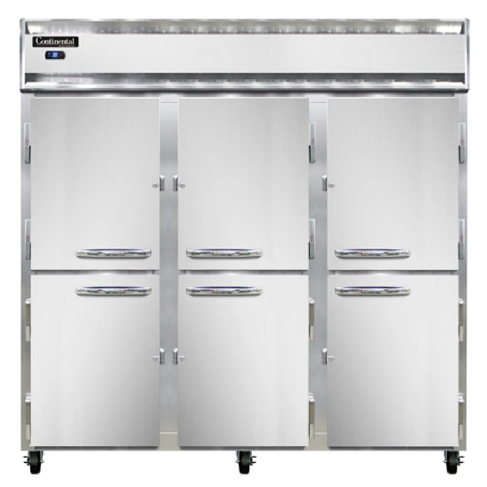 Continental Refrigerator 3RSNSSHD 78 Inch Refrigerator Reach-in Three-section with Stainless Steel Interior and Exterior