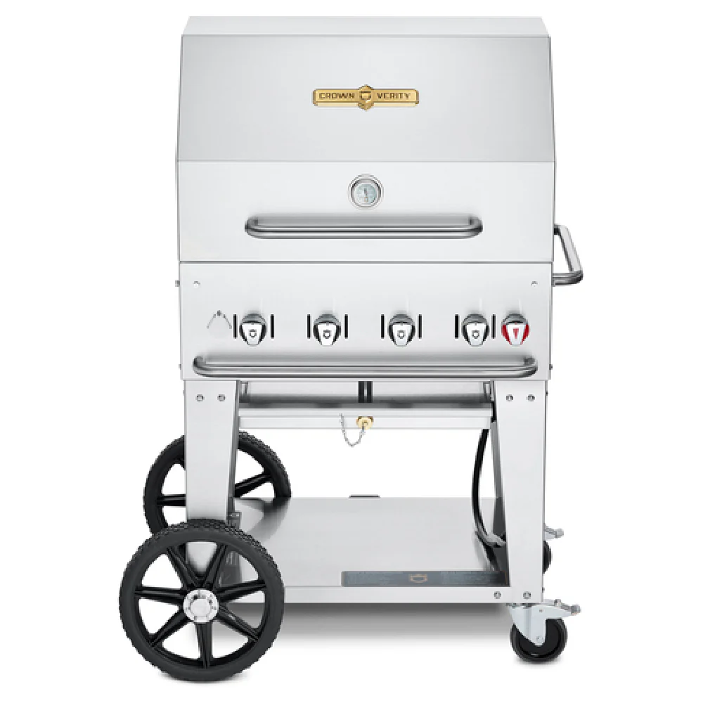 Crown Verity CV-MCB-30RDP-LP 38 Inch Mobile Charbroiler Gas with 4 Burners Stainless Steel Crown Verity CV-MCB-30RDP-LP 38 Inch Mobile Charbroiler Gas with 4 Burners Stainless Steel