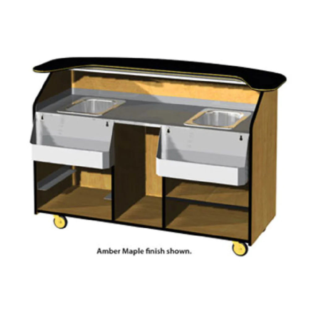 Geneva 68500 66 Inch Portable Bar Wood Laminate with Stainless Steel Shelf