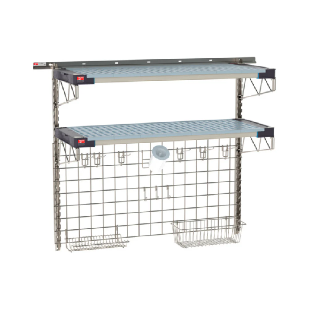 Metro SW-1848S4-45-SINK SmartWall Life Complete Kit For Sinks Two-shelf Type 304 Stainless Steel Components: Wall Track Metro SW-1848S4-45-SINK SmartWall Life Complete Kit For Sinks Two-shelf Type 304 Stainless Steel Components: Wall Track