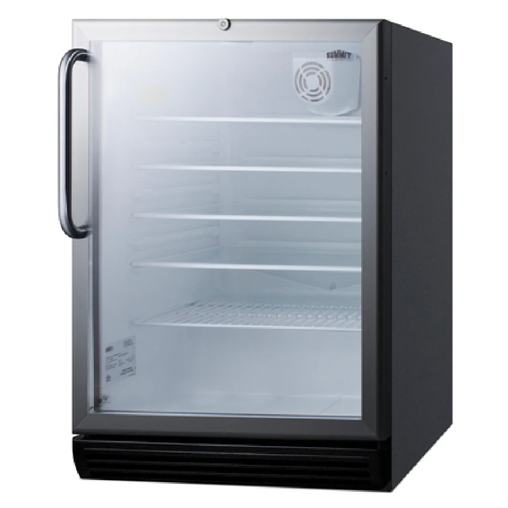 Summit SCR600BGLTBADA 23Inch Refrigerated Merchandiser 5.5 cu ft Freestanding Black Interior with Glass Shelves Summit SCR600BGLTBADA 23Inch Refrigerated Merchandiser 5.5 cu ft Freestanding Black Interior with Glass Shelves