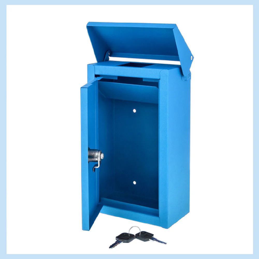 Alpine Industries ADI631-11-BLU 5-1/2 Inch Heavy Duty Key Drop Box Steel Blue Finish Alpine Industries ADI631-11-BLU 5-1/2 Inch Heavy Duty Key Drop Box Steel Blue Finish