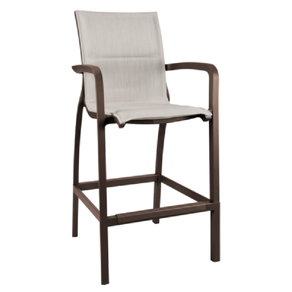 Grosfillex UT016599 24 Inch Bar Stool with Arms Beige Fabric Outdoor Use