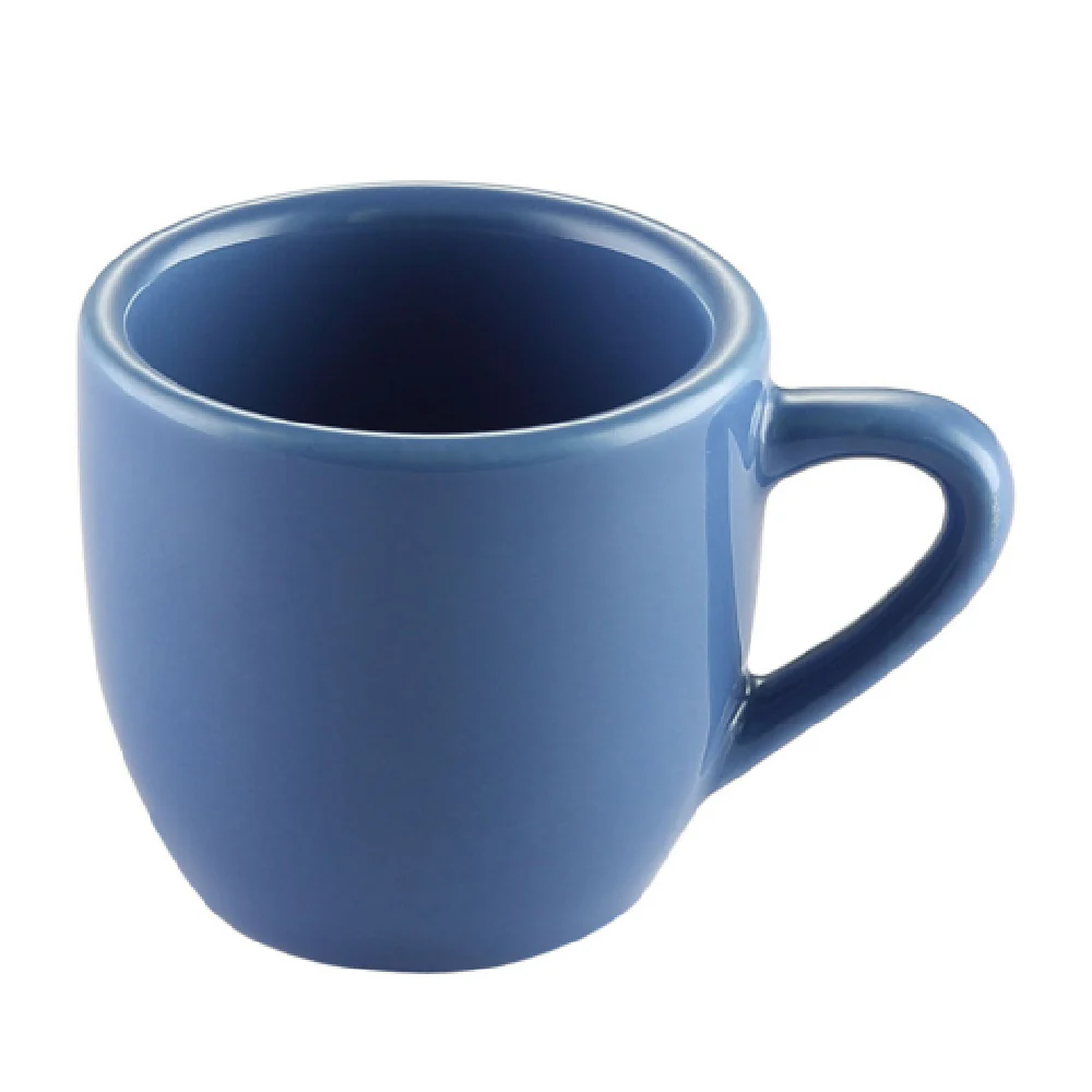 CAC China LV-35-LBU 3-1/2 Oz Cup Round with Handle Ceramic Light Blue