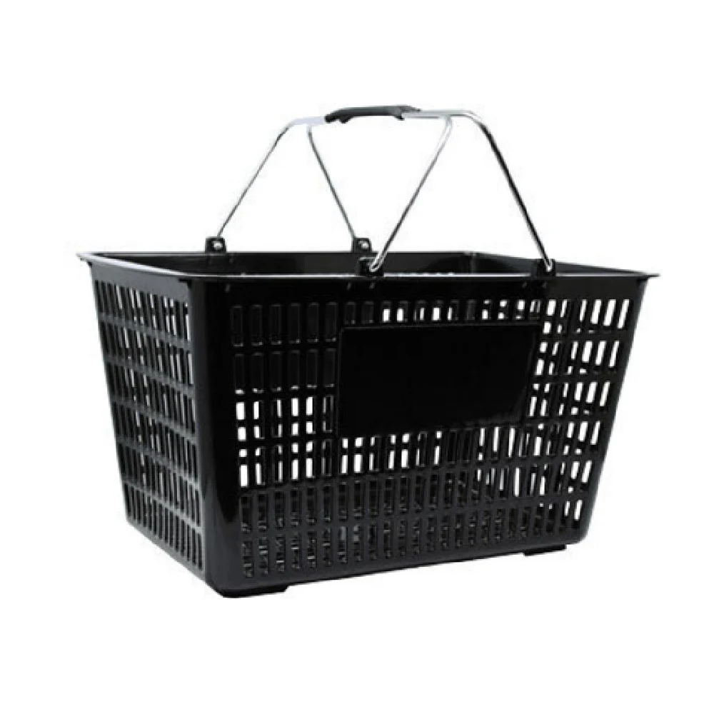 Omcan 43028 Shopping Hand Basket 50 lb Capacity Steel Handles Black Plastic
