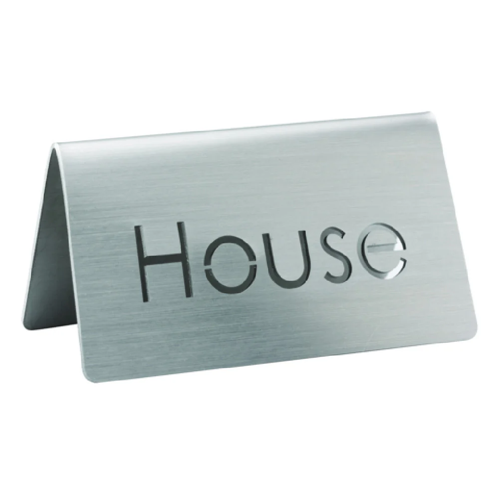 Service Ideas 1C-BF-HOUSE-MOD 1.75 Inch Laser Cut Beverage ID Tent Brushed Stainless Steel House Service Ideas 1C-BF-HOUSE-MOD 1.75 Inch Laser Cut Beverage ID Tent Brushed Stainless Steel House