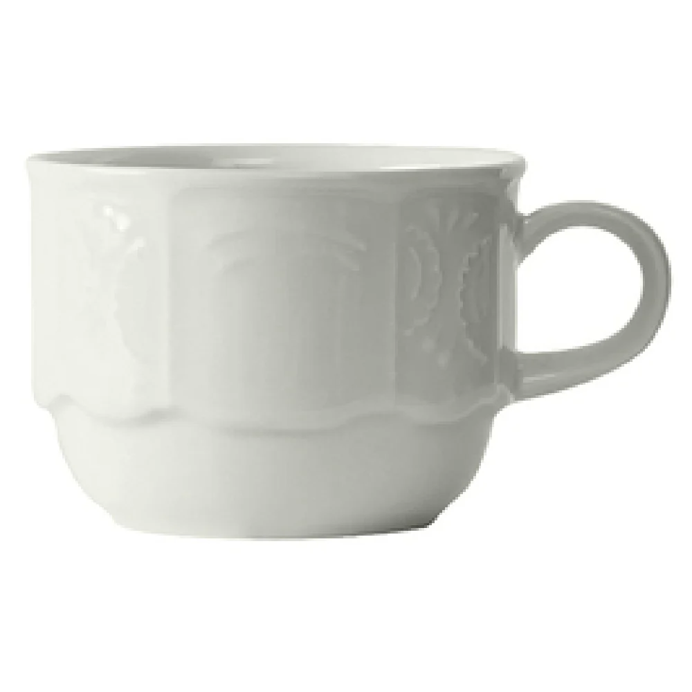 Tuxton CHF-030 3 Oz Demitasse Cup Stackable Embossed Porcelain White