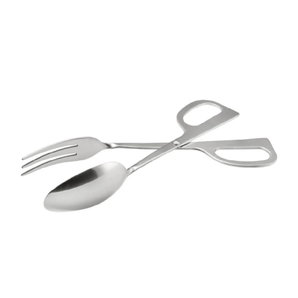 CAC China STG2-10F 10 Inch Scissor Tongs Fork and Spoon Stainless Steel CAC China STG2-10F 10 Inch Scissor Tongs Fork and Spoon Stainless Steel