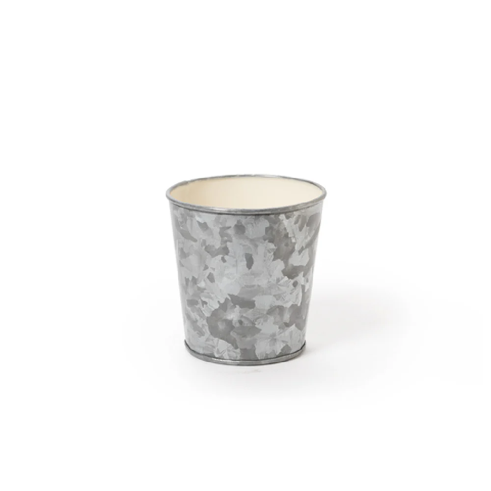 GET Enterprises GC-35-GG/IV 14.5 Oz Round French Fry Cup Galvanized Metal Ivory Interior