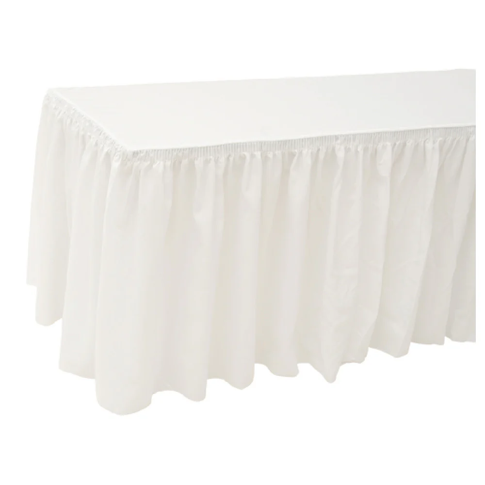 Hubert 32362 Expressly HUBERT® Fitted White Polyester Tablecover With Skirting 6'L X 30