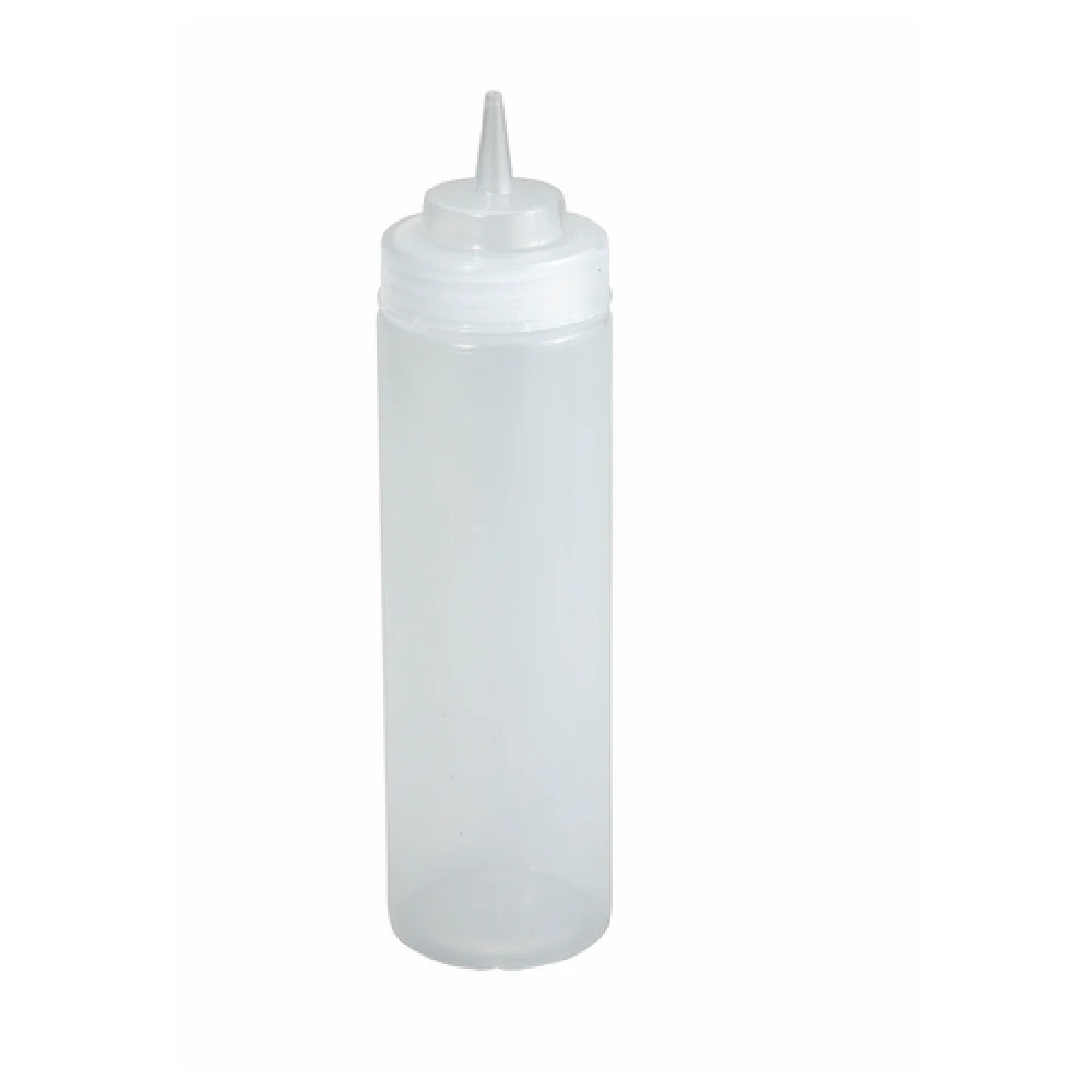 Winco PSW-24 24 Oz Squeeze Bottle BPA Free Clear Plastic with Cap