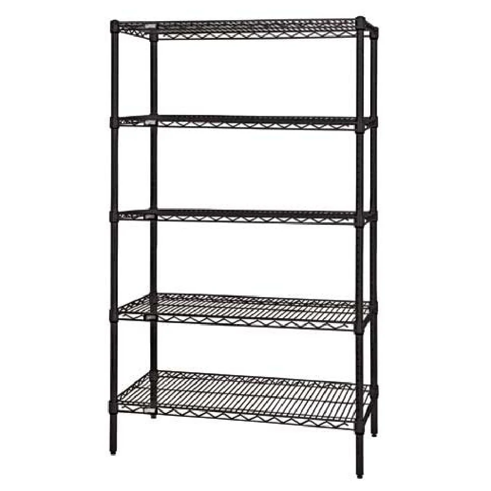 Quantum WR86-2430BK-5 30 Inch Wire Shelving Unit 600 to 800 lb Capacity Antimicrobial Finish