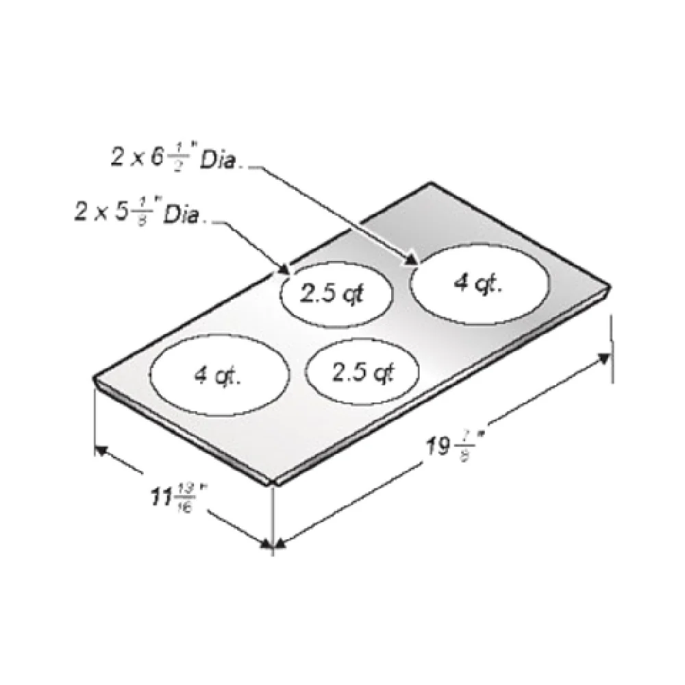 Wells 20434 12 Inch x 20 Inch Adapter Top to Convert Square Corner Warmer to Hold 2 4 Quart and 2 2-1/2 Quart Insets Wells 20434 12 Inch x 20 Inch Adapter Top to Convert Square Corner Warmer to Hold 2 4 Quart and 2 2-1/2 Quart Insets