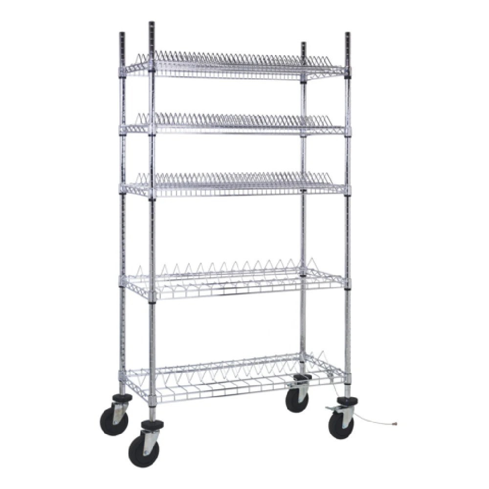 Quantum WRC-R264C 36 Inch Wire Shelving Cart with Two 15 Reel and Three 78 Reel Shelves