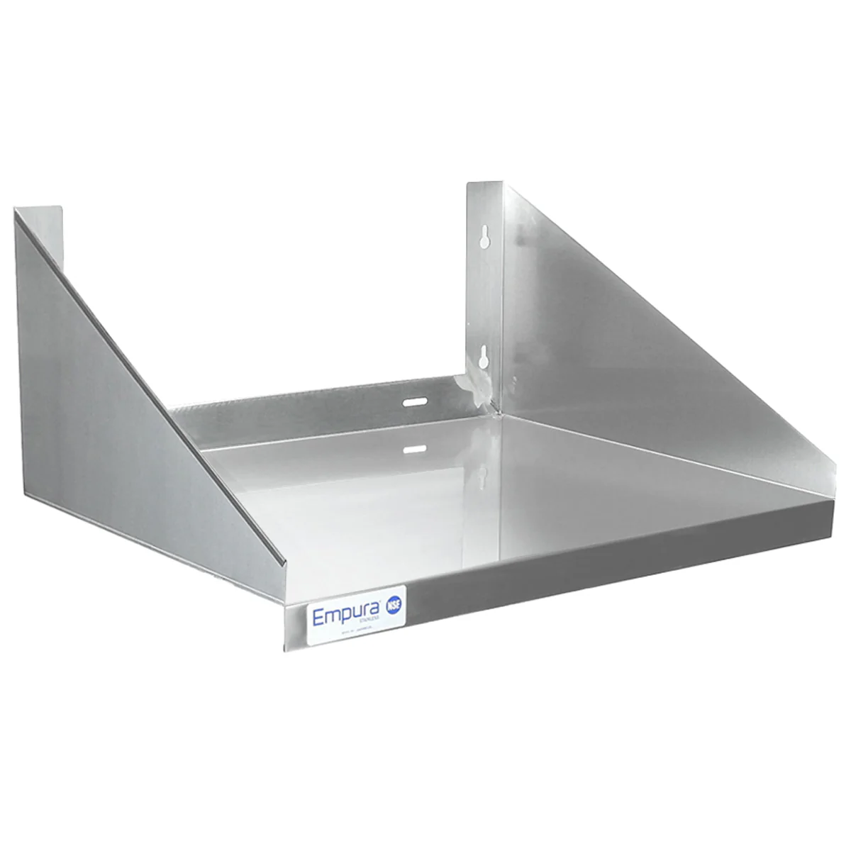 Empura Stainless 1824WMS18G 24 Inch Wall Mount Microwave Shelf NSF Standard Duty 18 Gauge Stainless Steel with Brackets