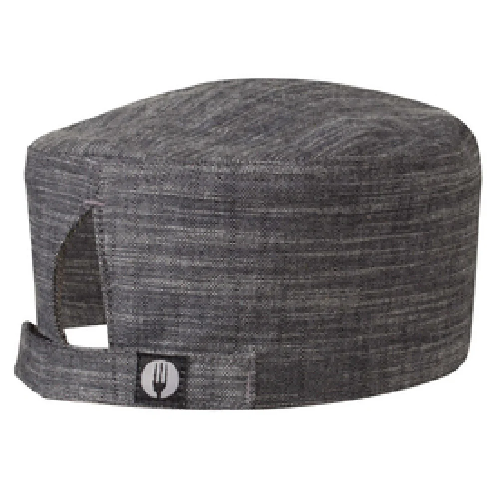Chef Works HBXX012BSL0 Beanie One Size Adjustable Velcro Closure Black-Steel Gray Cotton