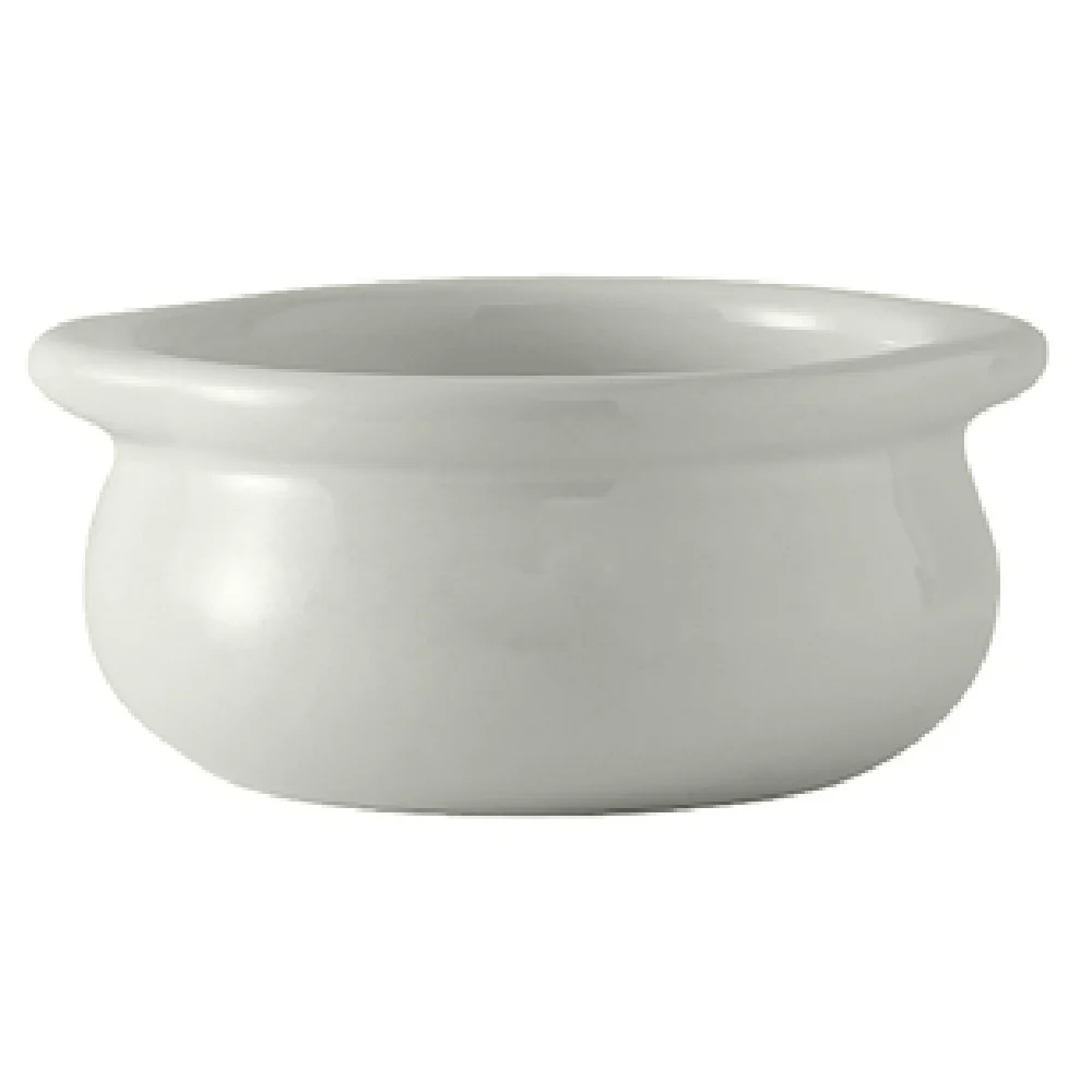 Tuxton BWS-1203 12 Oz Onion Soup Crock Ceramic Oven Proof White