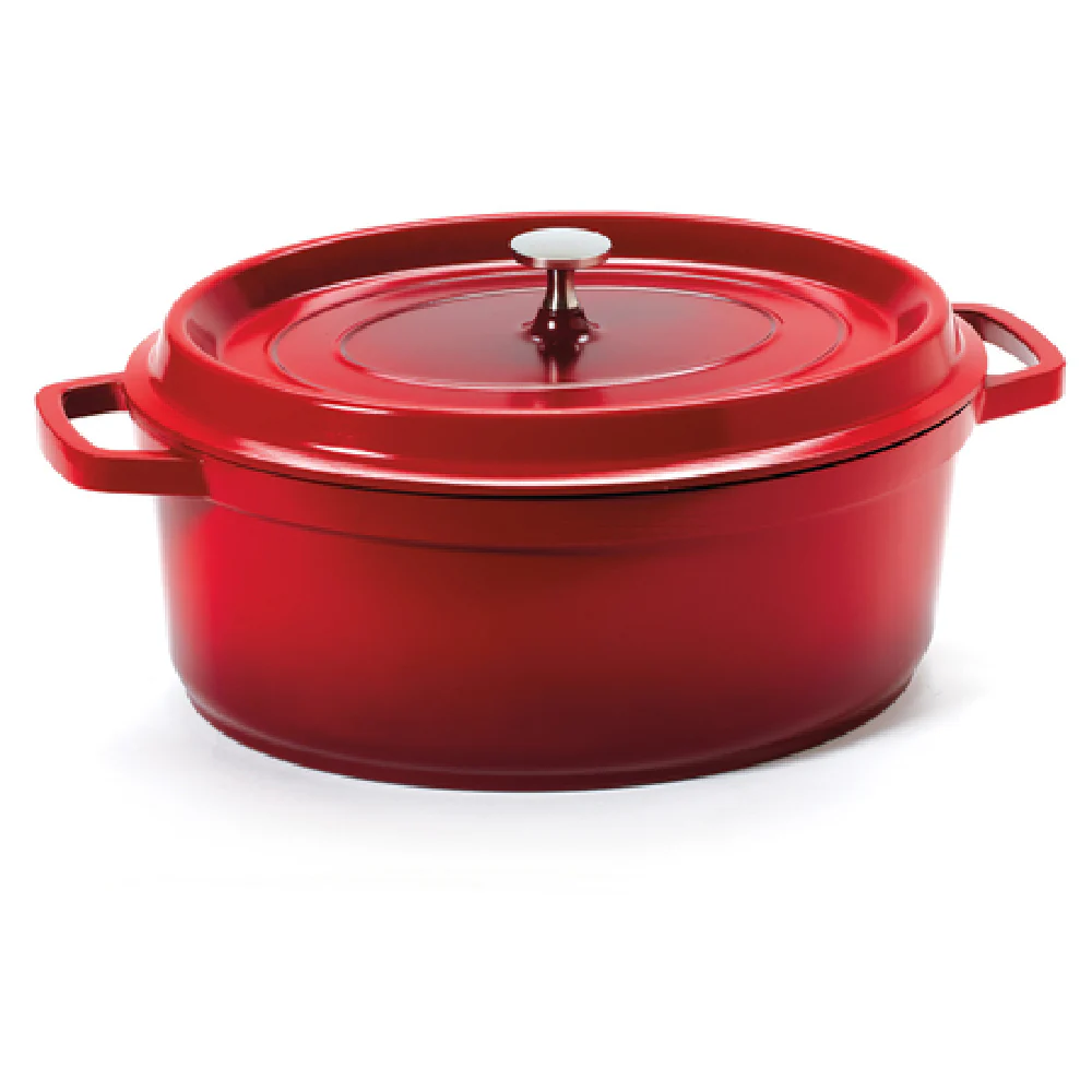 GET Enterprises CA-007-R/BK/CC 6-1/2 Quarts Induction Dutch Oven with Lid Cast Aluminum Red