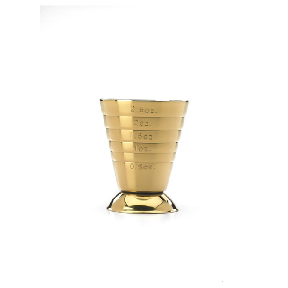 Mercer Culinary M37069GD 2.5 Oz Bar Measuring Cup with Scored Internal Markings Stainless Steel Gold Plated Finish