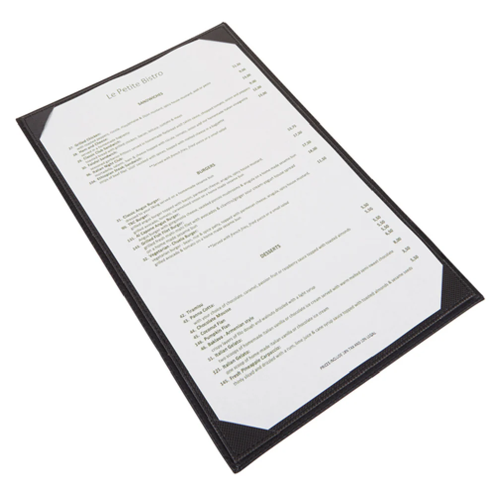 Winco LMS-814GY Legal Size Menu Cover Single Leather-like Gray with Corners