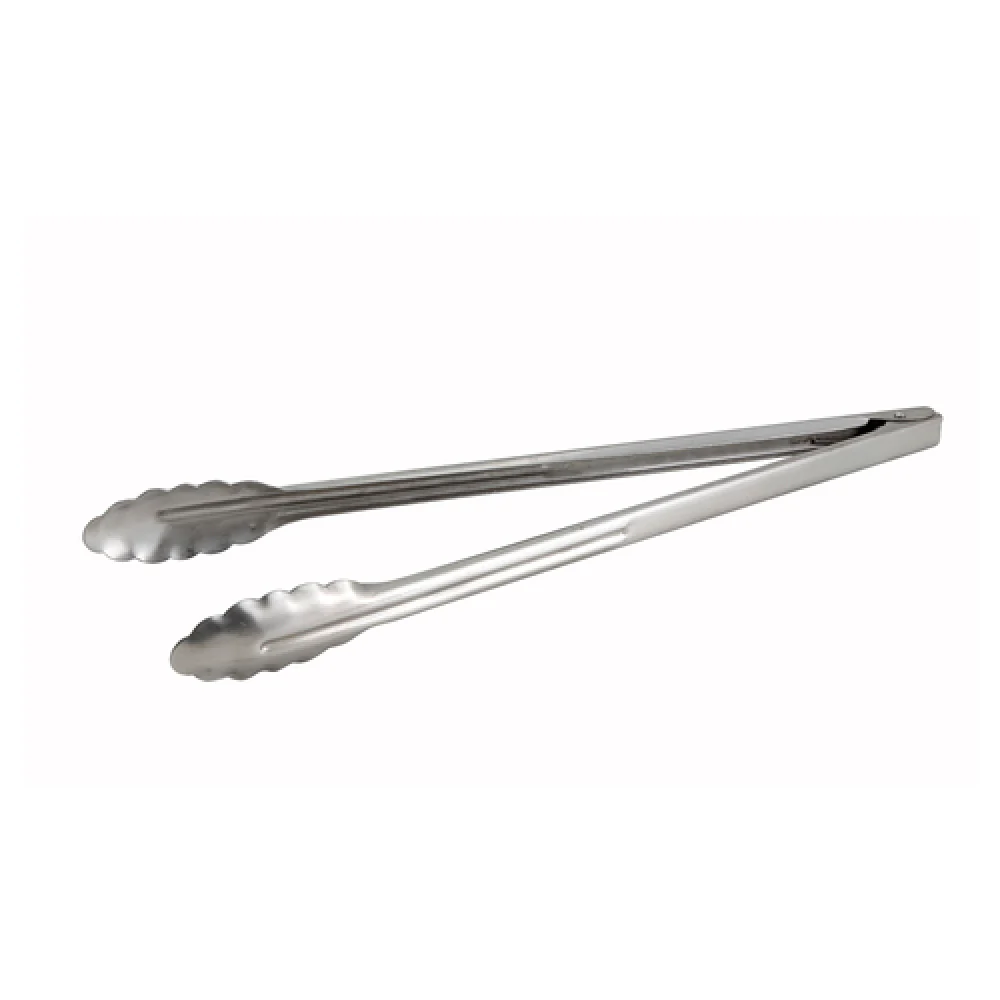 Winco UT-16HT 16 Inch Utility Tongs with Scalloped Edge Heavyweight Stainless Steel