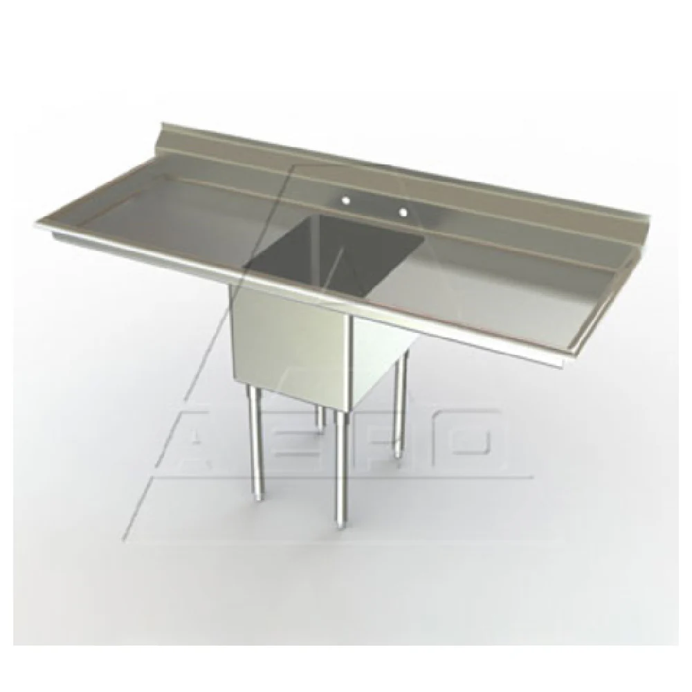 AERO Manufacturing 3F1-3020-20LR 63 Inch Delux Sink One Compartment Stainless Steel with Drainboards