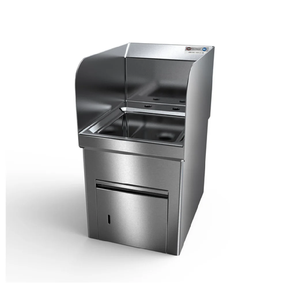 NBR Equipment HS1-D2-S 9 Inch Handsink Space Saver with Crumb Cup Stainless Steel