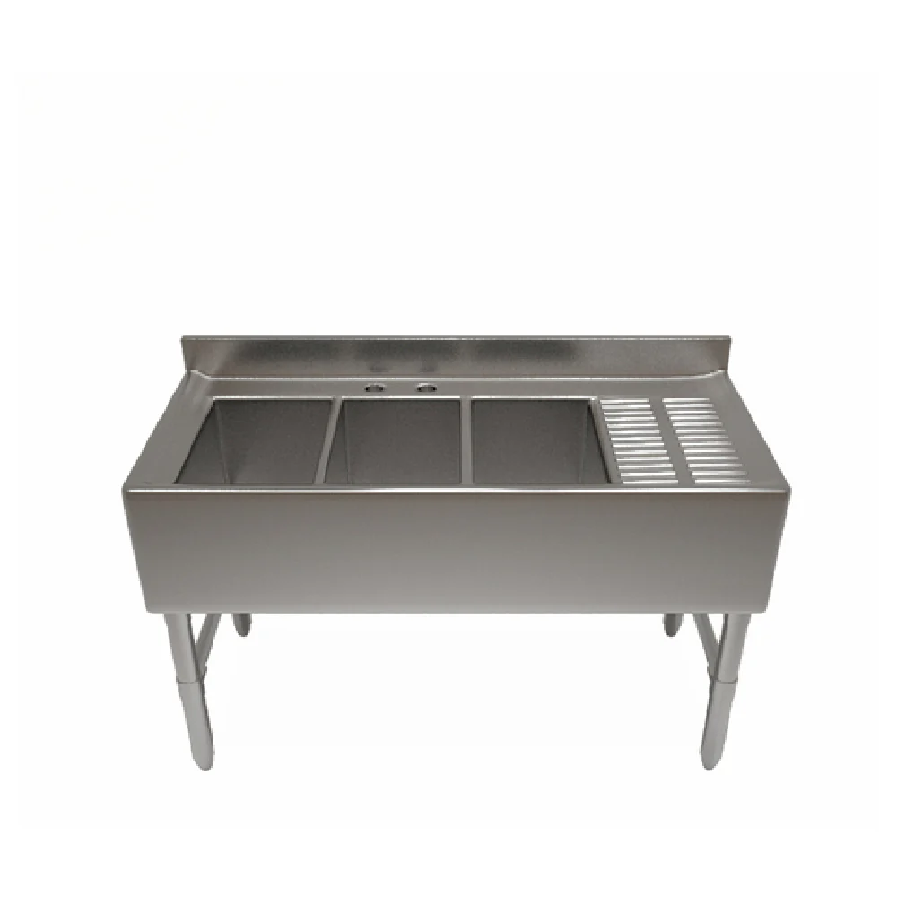 NBR Equipment UD-3-101410-60R 60 Inch Underbar Sink Unit Stainless Steel with Three Compartments NBR Equipment UD-3-101410-60R 60 Inch Underbar Sink Unit Stainless Steel with Three Compartments