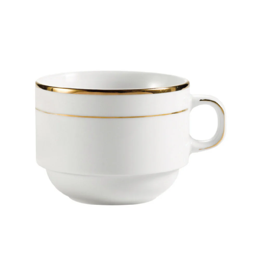 CAC China GRY-23 8 Oz Golden Royal Coffee Cup Round Stacking Porcelain