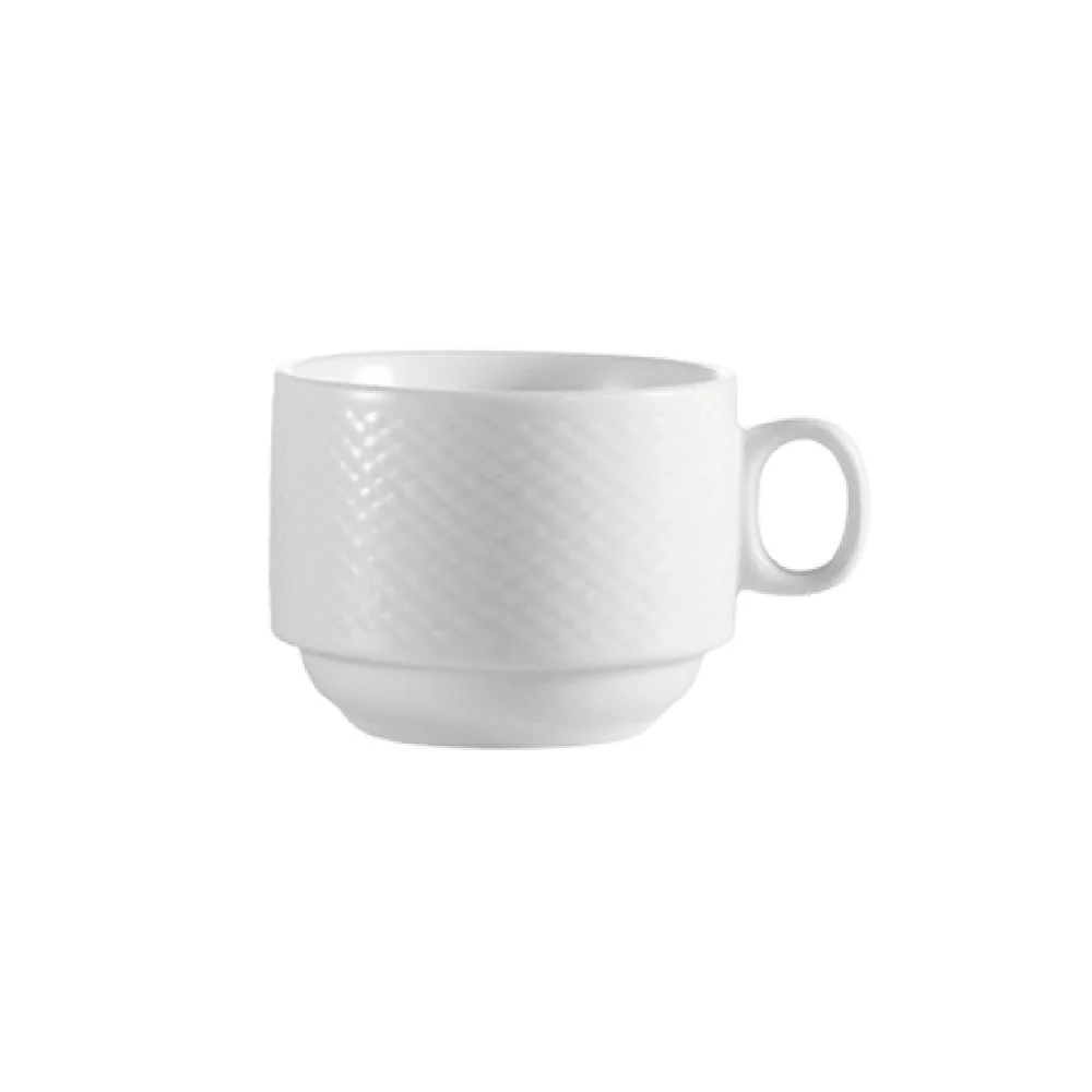 CAC China BST-35 3-1/2 Oz Embossed Round Cup Porcelain White