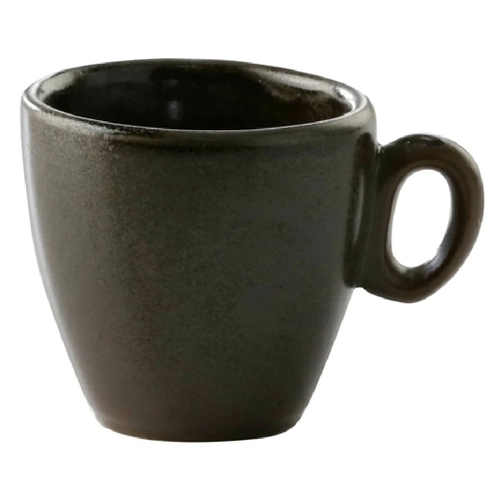GET Enterprises PP1942814124 1-7/8 Oz Espresso Cup With Handle Porcelain Dark Brown Reactive Glaze 3 Inch Diameter