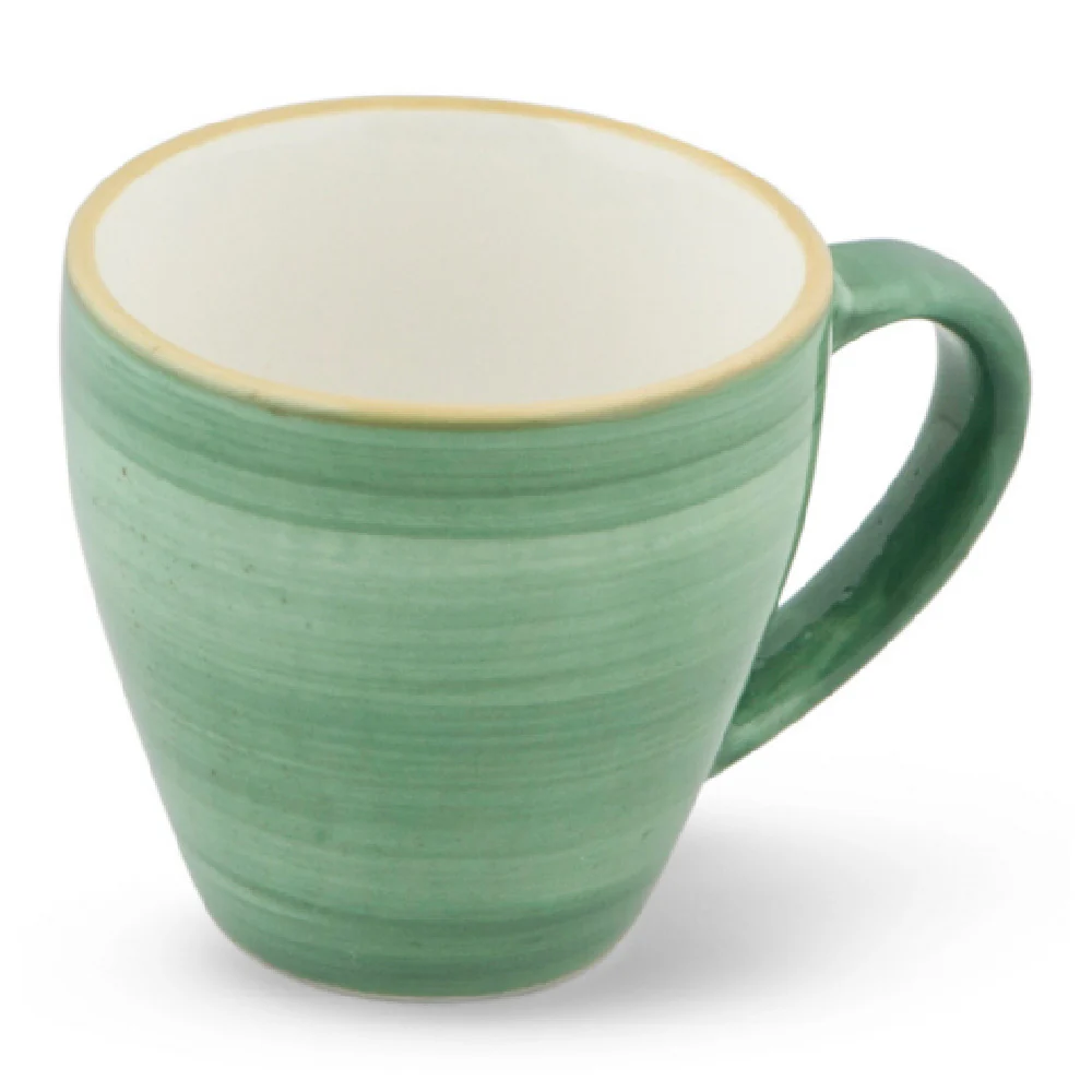 Bon Chef 2060051P-M 3.5oz Alumina Vitrified Espresso Cup Mint Porcelain with Hand Painted