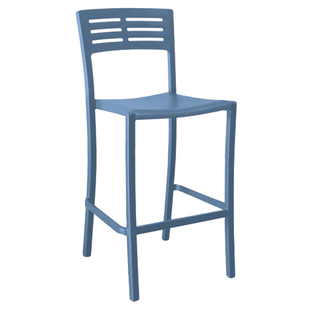Grosfillex US739680 Bar Stool Armless Aluminum Denim Blue Indoor/Outdoor Use