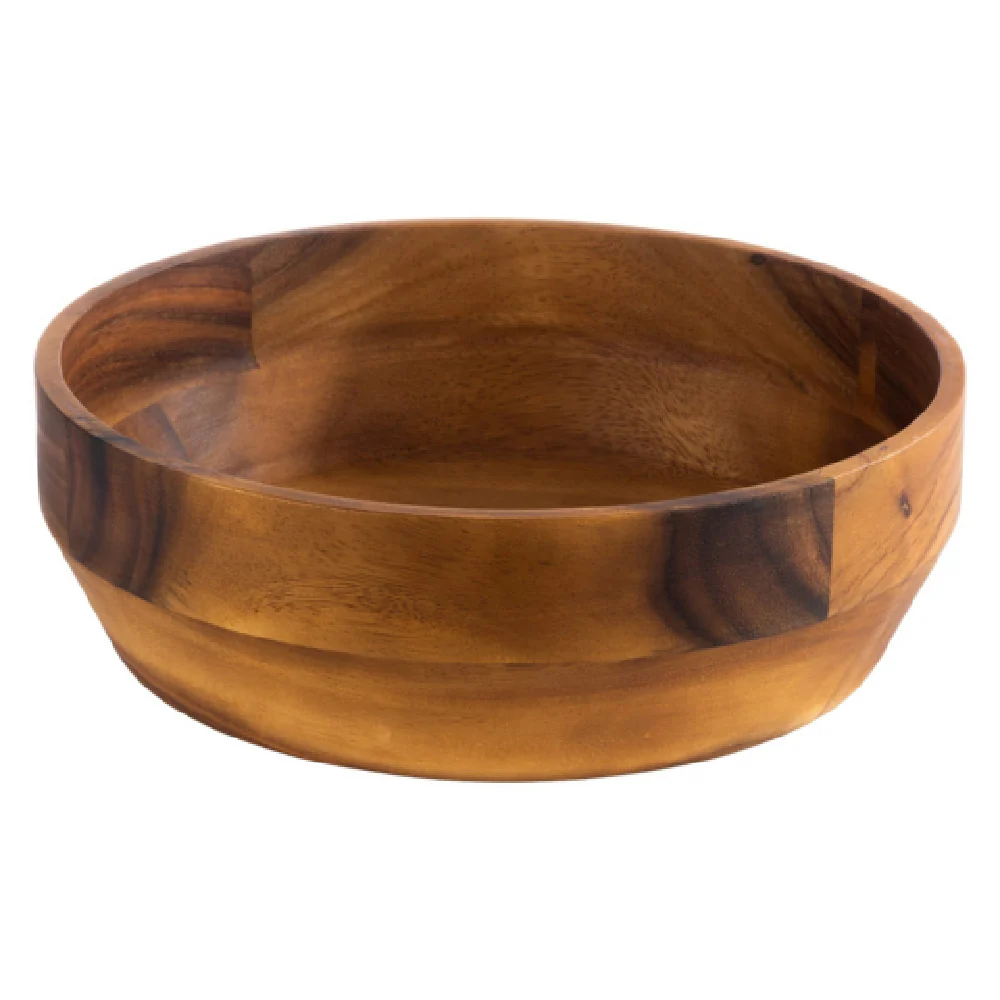 Libbey APS 00796 101 Oz Round Bowl Waterproof Acacia Wood 10 Inch Diameter