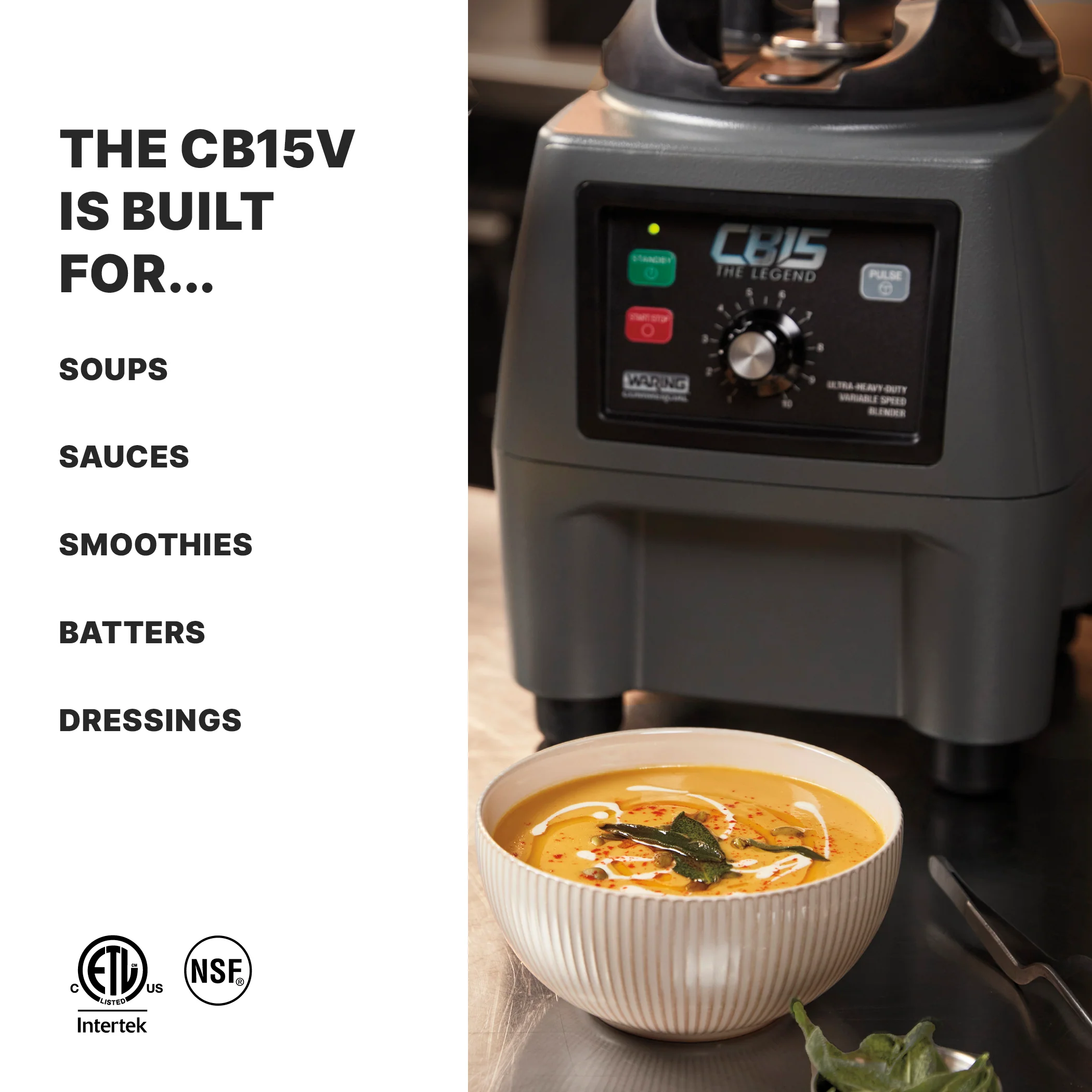 Waring CB15V The Legend One-Gallon Food Blender with Variable-Speed and Stainless Steel Container Waring CB15V The Legend One-Gallon Food Blender with Variable-Speed and Stainless Steel Container