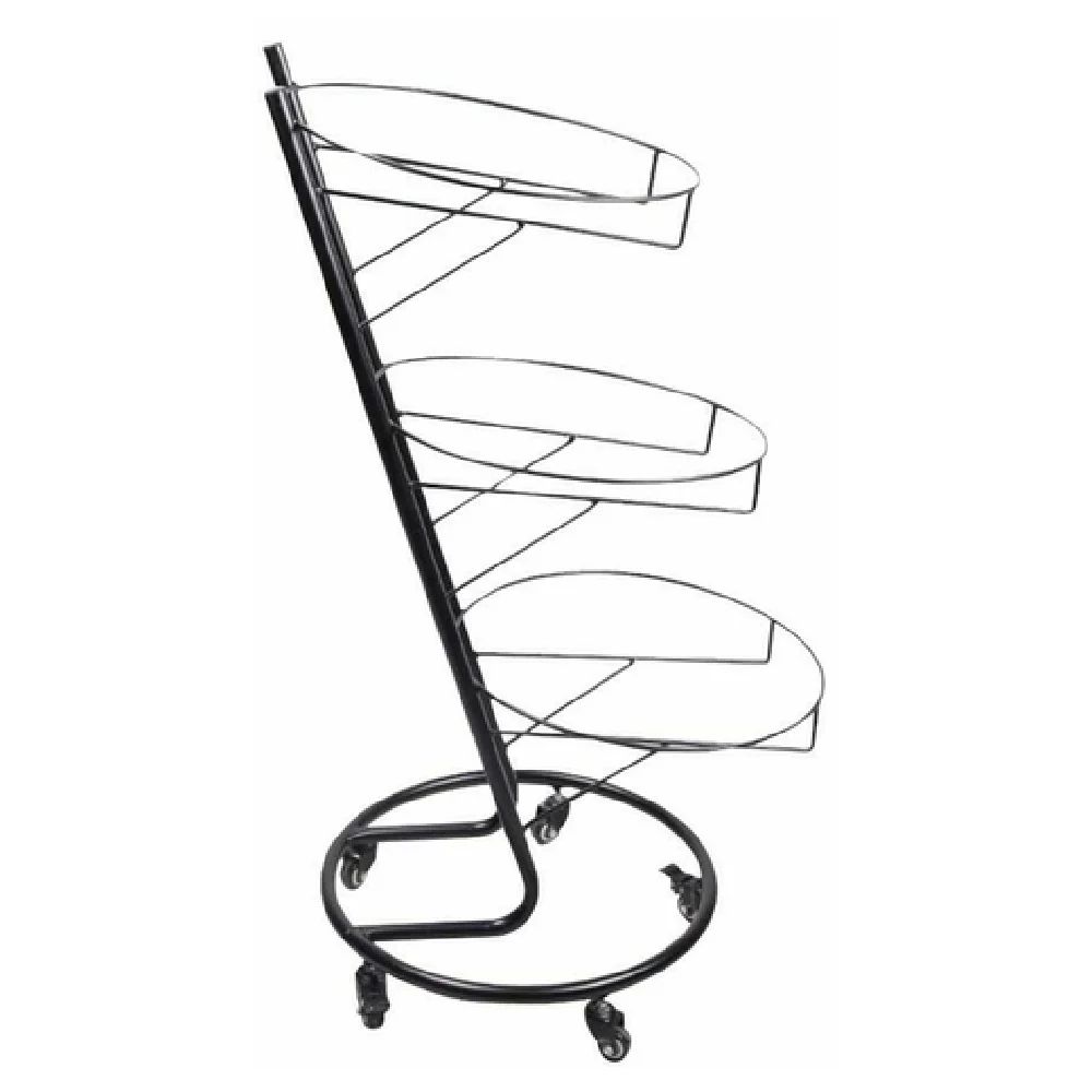 Omcan 44294 17 Inch 3-tier Metal Display Stand with Casters Black Finish Omcan 44294 17 Inch 3-tier Metal Display Stand with Casters Black Finish