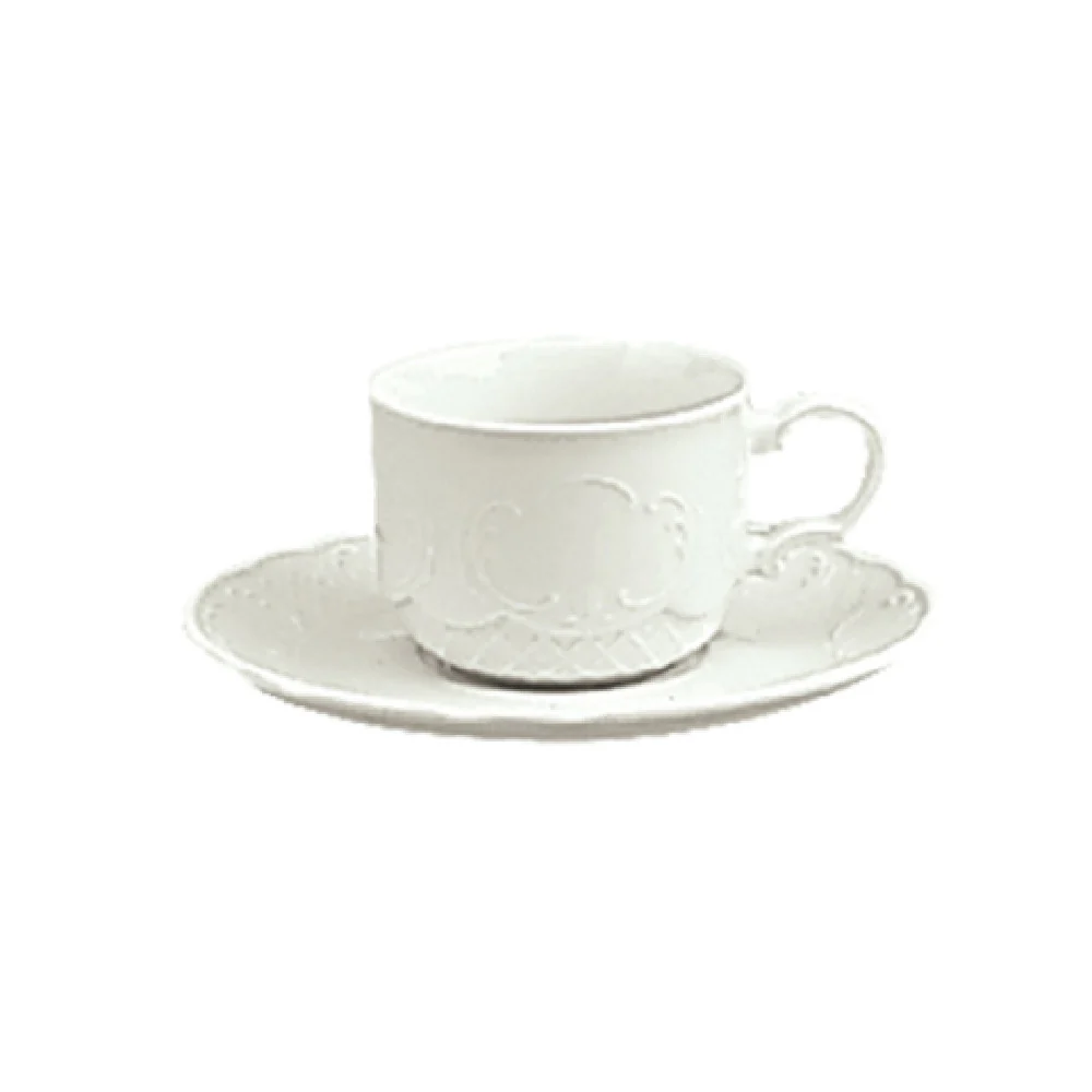Libbey 9065125 8-1/2 Oz Cup Stackable Marquis Pattern Porcelain White