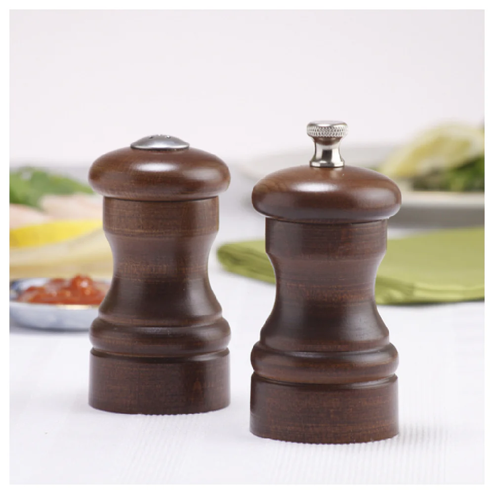 Chef Specialties 4100 Salt and Pepper Shaker Mill Set with Stainless Steel Mechanism Walnut Finish Chef Specialties 4100 Salt and Pepper Shaker Mill Set with Stainless Steel Mechanism Walnut Finish
