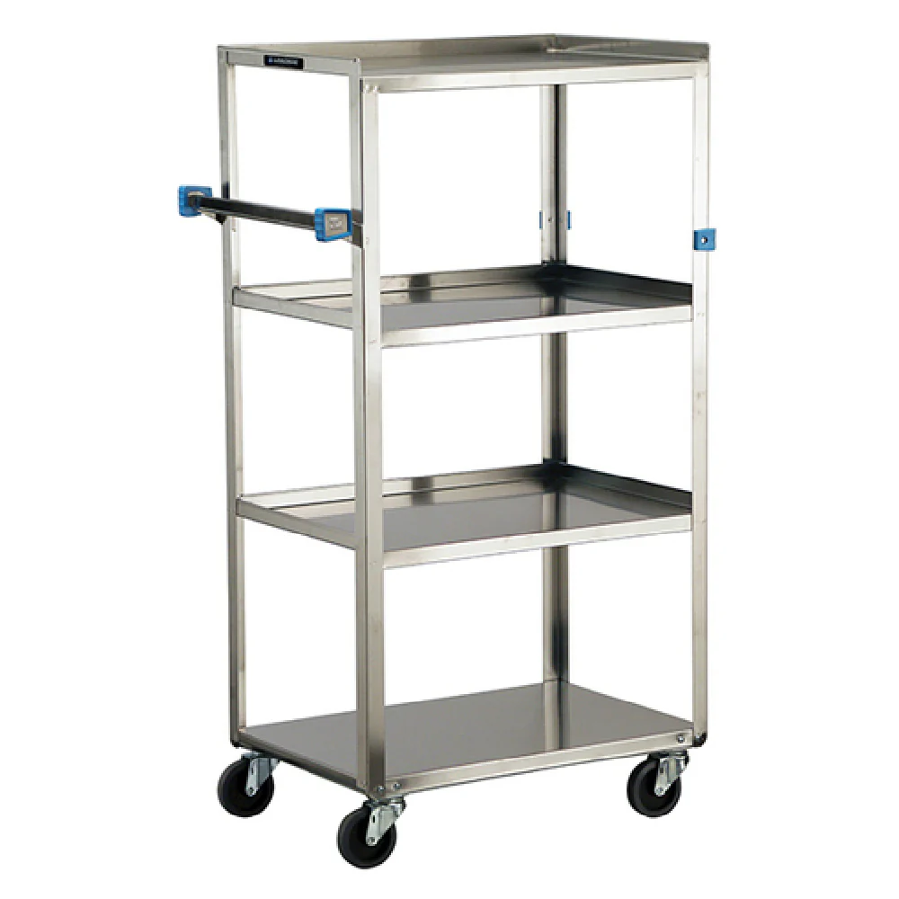 Lakeside 160554 32 Inch Carry Out Pick Up Cart with 3 Solid Shelves Orange Cover Stainless Steel Lakeside 160554 32 Inch Carry Out Pick Up Cart with 3 Solid Shelves Orange Cover Stainless Steel
