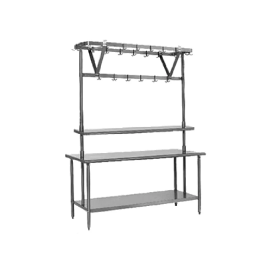 Eagle TM36APR 28 Inch Pot Rack Table Mount with 9 Hooks Stainless Steel Aluminum