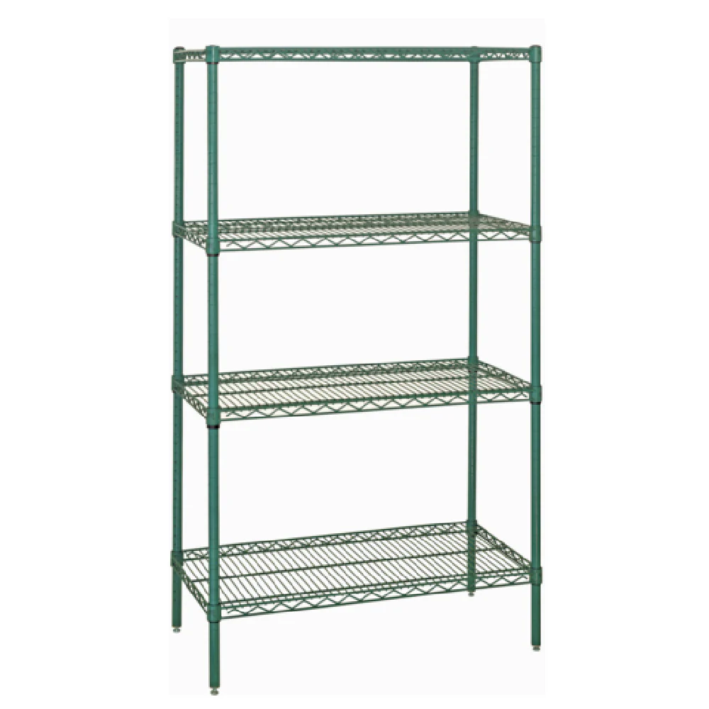 Quantum WR86-1442P 42 Inch Wire Shelving Starter Kit 600 to 800 lb Capacity Green Epoxy Antimicrobial Finish