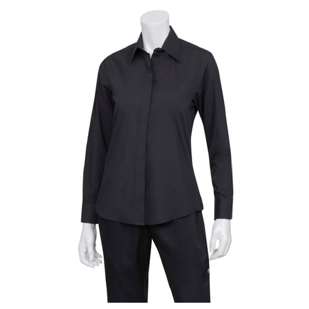 Chef Works W150BLKXS Women's Dress Shirt XS Long Sleeve Adjustable Cuffs Black Chef Works W150BLKXS Women's Dress Shirt XS Long Sleeve Adjustable Cuffs Black