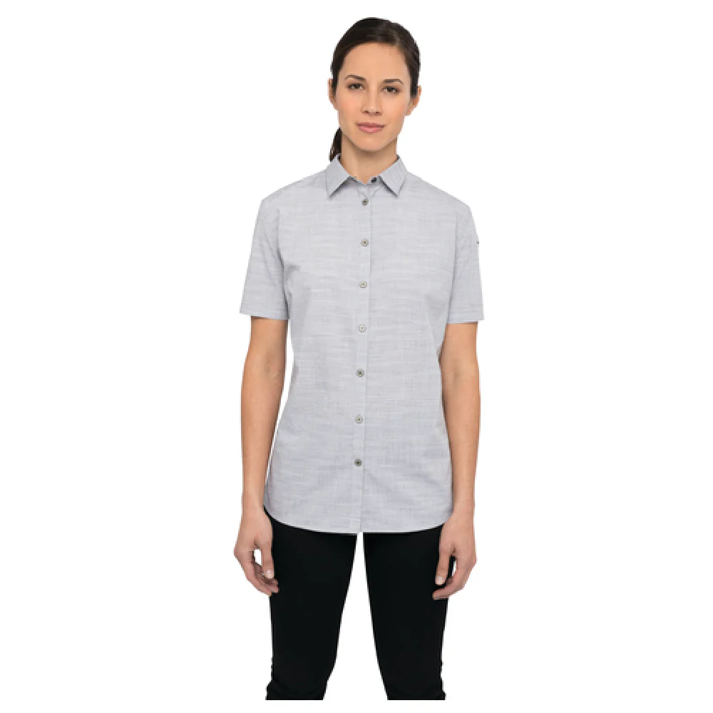 Chef Works SHC01W-GRY-L Women's Cook Shirt Poly Cotton Modern Fit Gray