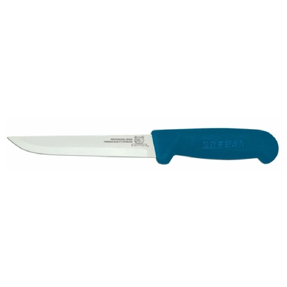 Omcan 11665 6 Inch Blade 6 Inch Knife Straight Boning Stainless Steel Polypropylene Blue Handle
