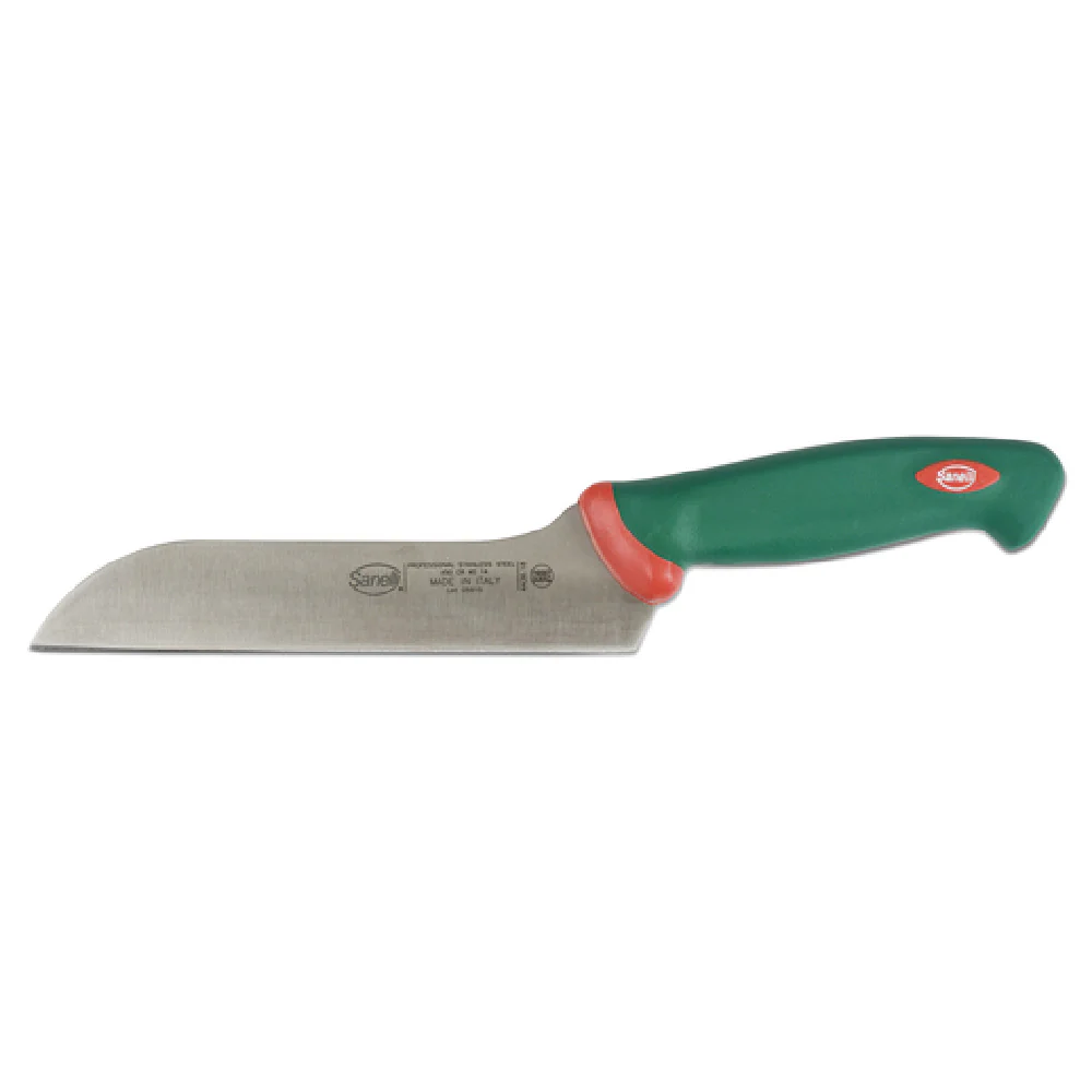 JB Prince Z294 7 Inch Blade Offset Ergonomic Rubber Handle Cheese Knife Stainless Steel Red and Green