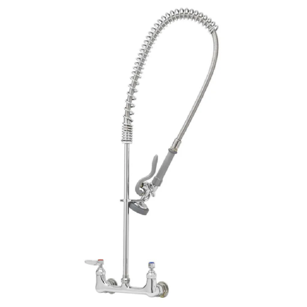 T&S Brass B-0133-CRM 8 Inch Wall Mount Pre-Rinse Faucet Assembly with Cerama Cartridges
