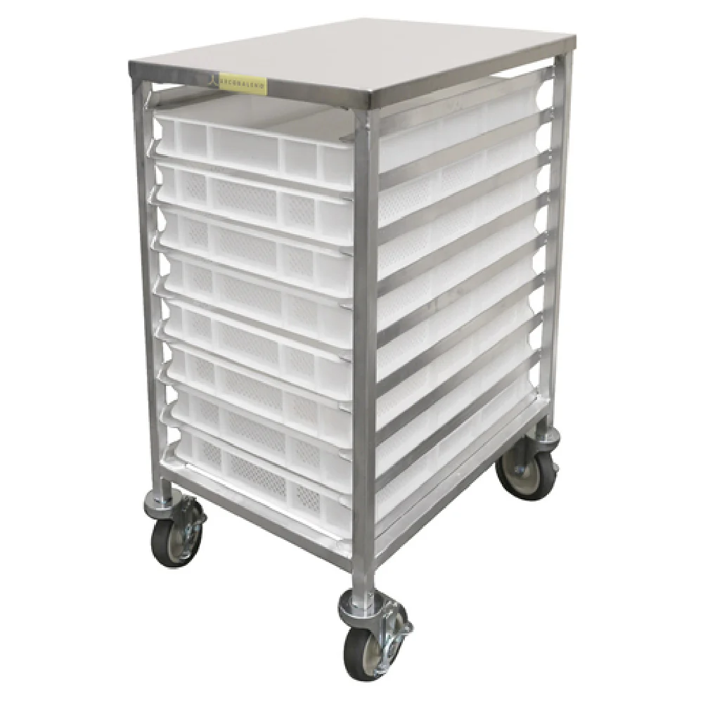 Arcobaleno Pasta Equipment APC-8 19.5 Inch Cart 8 Removable Pasta Trays Stainless Steel with Locking Casters Arcobaleno Pasta Equipment APC-8 19.5 Inch Cart 8 Removable Pasta Trays Stainless Steel with Locking Casters
